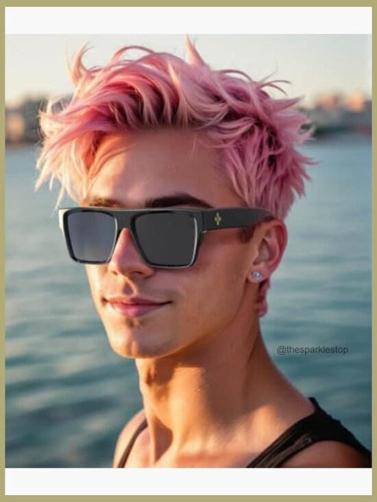 Oversized Square Flat Top Sunglasses Retro Fashion Accessories UV400 Protection
